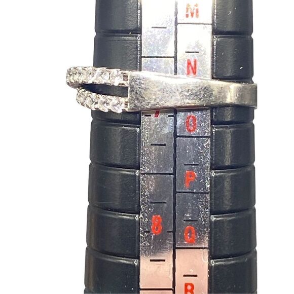 Sterling silver 925 Cz double eternity band with center crossover feature size 7 - Picture 7 of 8